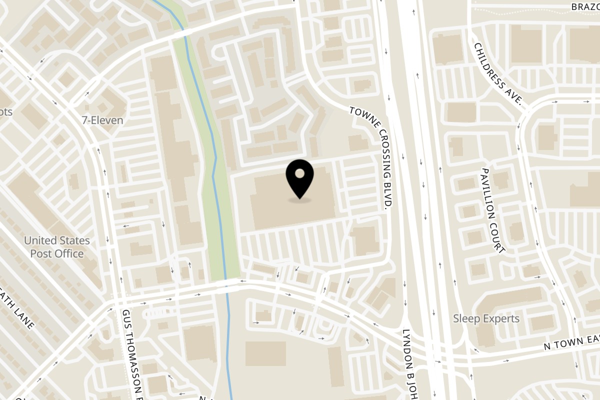 Map showing the location of Fit Factory Grill Mesquite on 2021 N Town E Blvd suite 700a in Mesquite